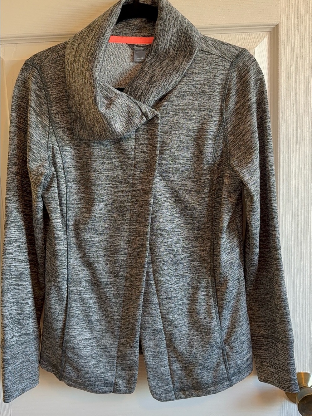 Eddie Bauer Gray Lummi Flyaway Cross over Cowl Blazer Preppy Modern Tailoring